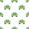 Green Ecological Car Icon Seamless Pattern