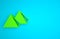 Green Egypt pyramids icon isolated on blue background. Symbol of ancient Egypt. Minimalism concept. 3D render