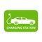 Green Electric vehicle power charging station icon