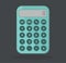 Green electronic calculator in flat style. Pocket calculators for finance, business, math, Digital keypad math device