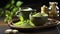 Green Elegance - The Ritual of Organic Matcha Tea Preparation. Generative AI