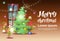 Green Elf Group Decorate Christmas Tree Greeting Card Decoration Happy New Year Banner
