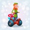 Green Elf Ride Electric Scooter Christmas Holiday Happy New Year Greeting Card