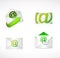 Green email envelopes illustration design