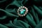 Green emerald fashion engagement diamond ring