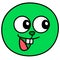 Green emoticon ball is laughing, doodle kawaii. doodle icon image