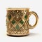 Green Enamel Cup With Diamond Detailing - Exquisite Realism And Intricate Design