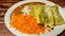 Green Enchiladas, Salsa Verde, Rice and Beans