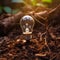 Green Energy and a Bright Future. A Light Bulb in Soil. Generative AI