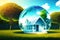 Green energy concept. Creating a Sustainable Home. The Power of Green Energy. Generative AI