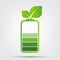 Green Energy Concept.Ecology Leaves Battery,Vector llustration