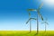 Green energy concept - natural wind generator turbines on summer