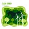 Green energy ecological concept. Green paper cut banner template. World Environment Day. Vector