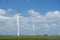 Green energy ecology windmill field sky background