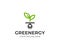 Green energy logo template. Sprout and power plug vector design