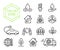 Green energy nature help thin line icon set