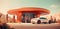 Green Energy in Nature\\\'s Embrace: Electric Car Refueling Station Desert, Promoting Eco-Friendly Future with Zero Emissions