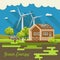 Green energy poster. Eco friendly house. Vector illustration.