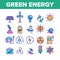 Green Energy Sources Vector Linear Icons Set