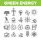 Green Energy Sources Vector Linear Icons Set