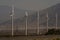 Green energy, wind turbines farms on the hills of Palm Springs