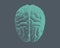 Green engraving brain top view on gray BG