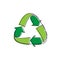 Green environment protection reusing sign image. Recycle symbol single line drawing vector illustration