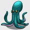 Green evil octopus with eyes isolated