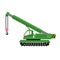 Green excavator crane icon, flat style