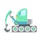 Green excavator truck, construction machinery equipment colorful cartoon vector Illustration
