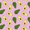 green exotic avocado pattern seamless on a pink background vector