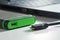 Green external hard disk with mini usb cable