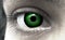 Green eye closeup. green eye with eye vision.