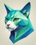 Green-eyed Cartoon Cat Portrait Illustration