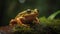 Green eyed tree frog sitting on wet leaf generated by AI