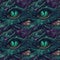 Green eyes of fantasy dragon. Close-up. AI generative illustration