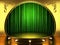 Green fabric curtain with gold