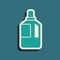 Green Fabric softener icon isolated on green background. Liquid laundry detergent, conditioner, cleaning agent, bleach