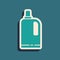 Green Fabric softener icon isolated on green background. Liquid laundry detergent, conditioner, cleaning agent, bleach