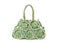 Green fabric weaved handbag