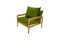 Green fabric and wood armchair modern designer