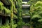 Green facade, vertical garden in architecture. Ecological building. Generative AI