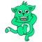 Green faced squirrel laughing in a cute pose. doodle icon image kawaii