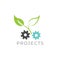 Green factory logo. Bio production vector logo.