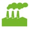Green factory pictogram. Vector ecological concept industry icon illustration.