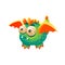 Green Fantastic Friendly Pet Dragon With Orange Wings Fantasy Imaginary Monster Collection