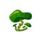 Green fantasy mushroom or toadstool fungus, flat vector illustration isolated.