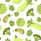 Green Farm Fresh Vegetables Seamless Pattern, Healthy Food Vector Illustration