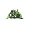 Green farm tractor logo design