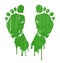 Green feet prints